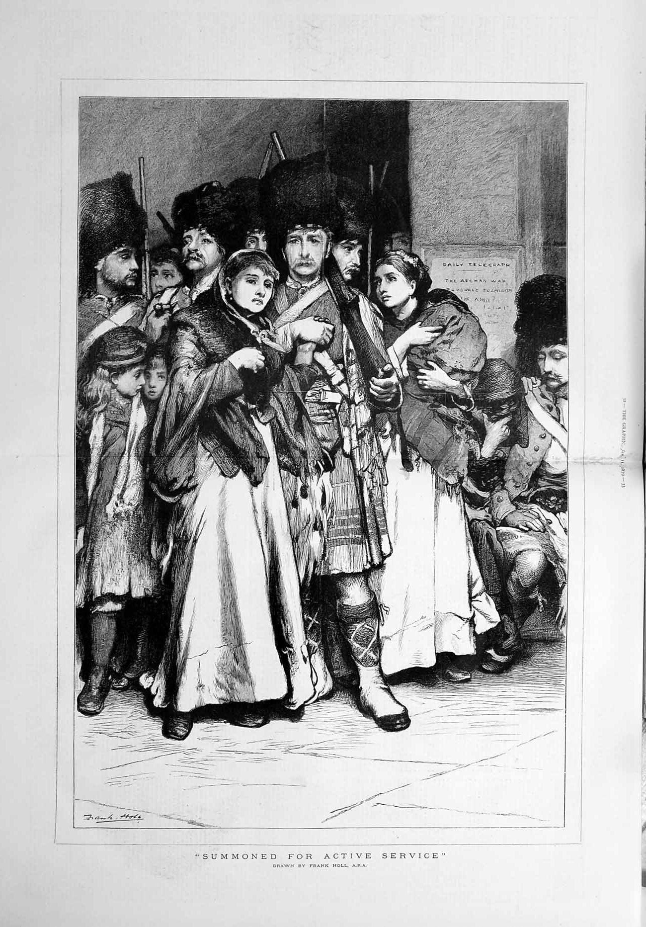 Original Old Antique Print 1879 Frank Holl Highland Siers Kilts C 19th