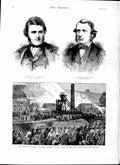 Original Old Antique Print 1879 Colliery Explosion Dinas Rhondda Pit Ward 19th