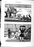 Old Antique Print 1879 Afghan War Red Sea Ship India Shooting Aligators 19th