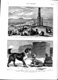 Original Old Antique Print 1879 Afghan War Fortress Citadel Ghuznee Dogs Ottawa