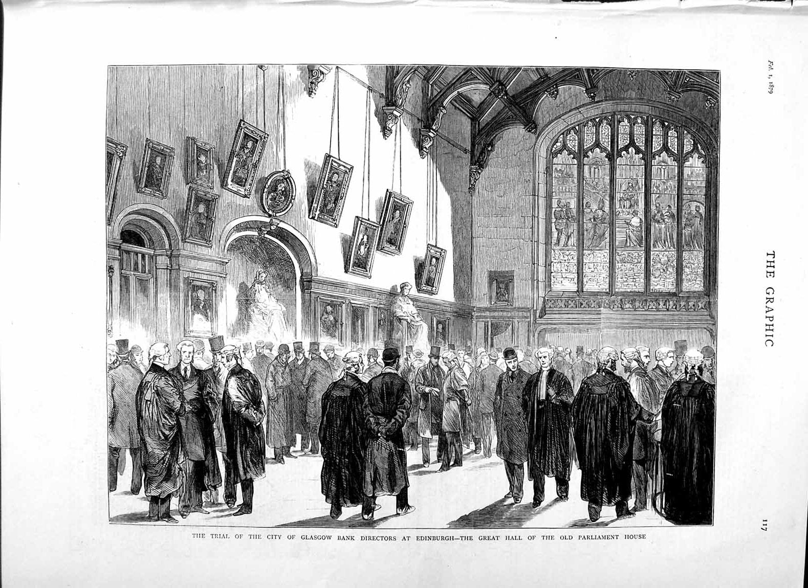 Original Old Antique Print *3055 1879 Trial Glasgow Bank Directors Edinburgh Par