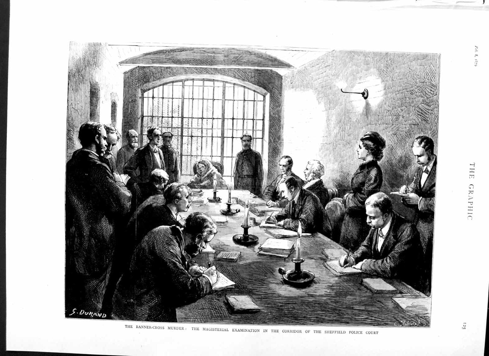 Original Old Antique Print 1879 Banner-Cross Murder Sheffield Polic Victorian