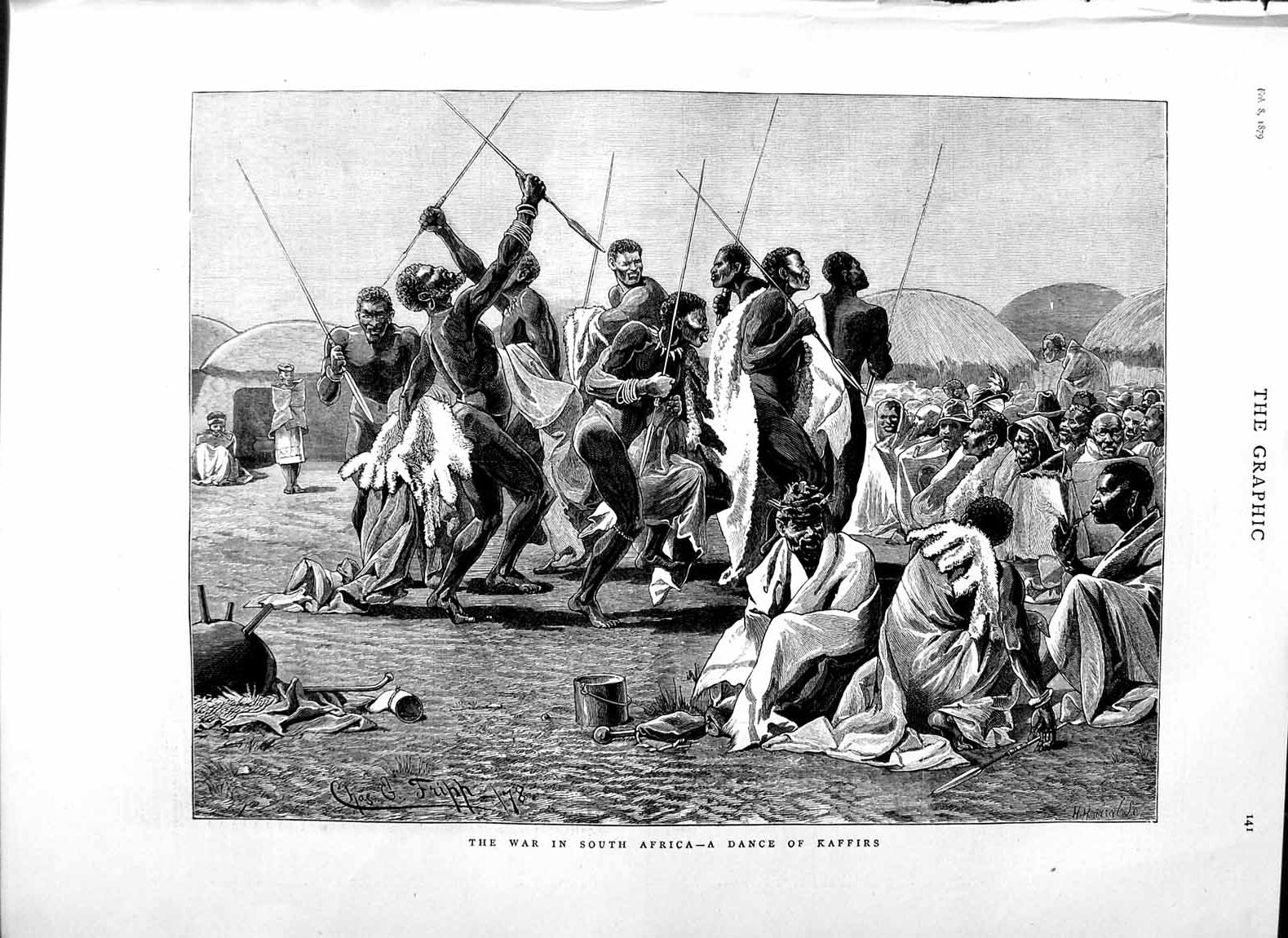 Antique Old Print *3056 1879 War South Africa Dance Kaffirs Natives Fine Art