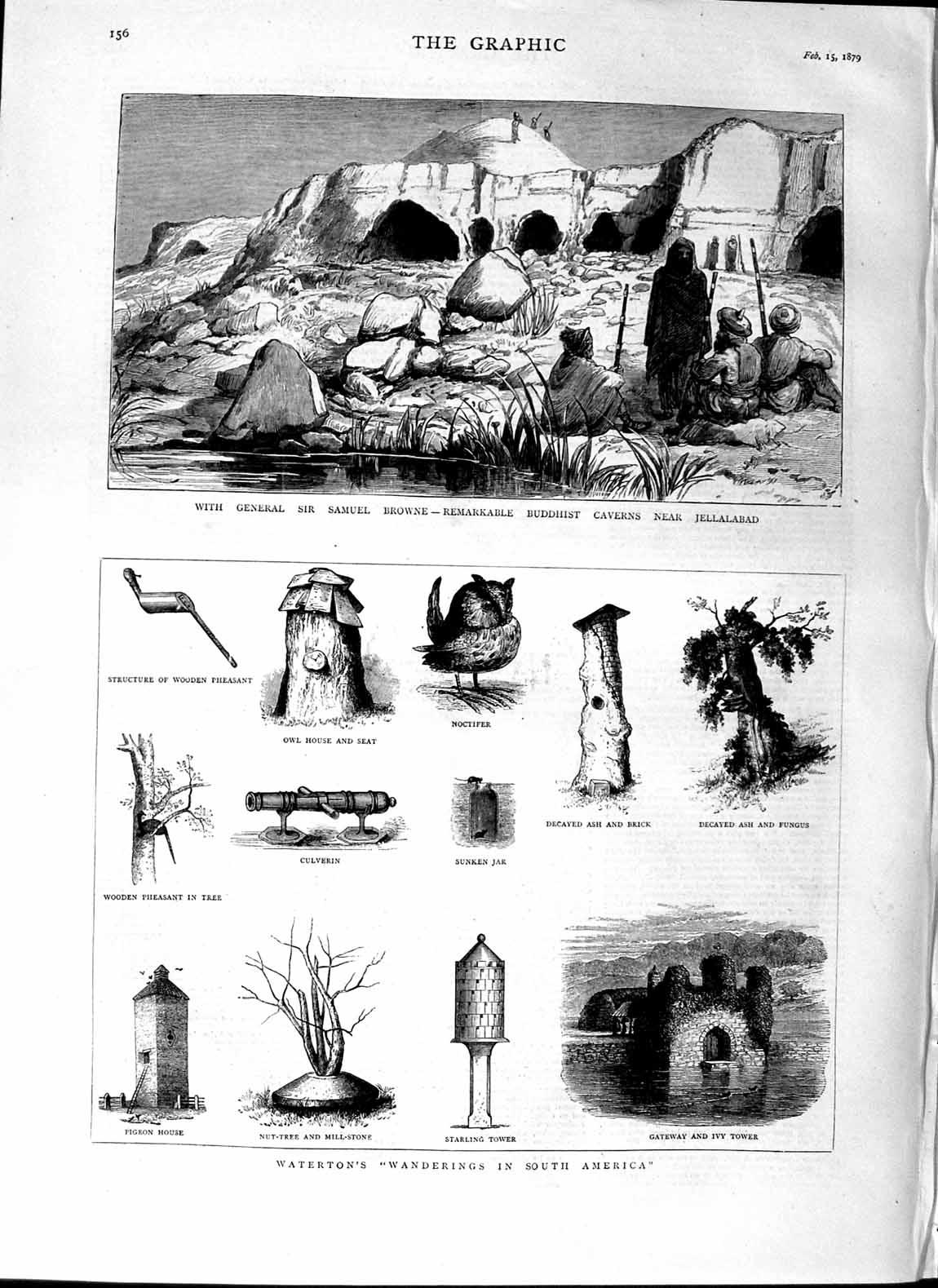 Original Old Antique Print 1879 Waterton America Samuel Browne Jellalabad War