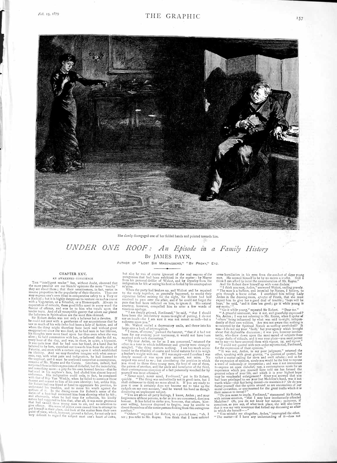 Old Antique Print 1879 James Payn Illustration Story Man Lady House Art 19th