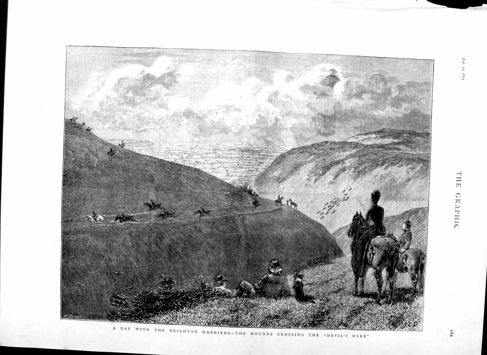 Old Antique Print 1879 Brighton Harriers Hounds Hunting Devil'S Dyke Dogs 19th