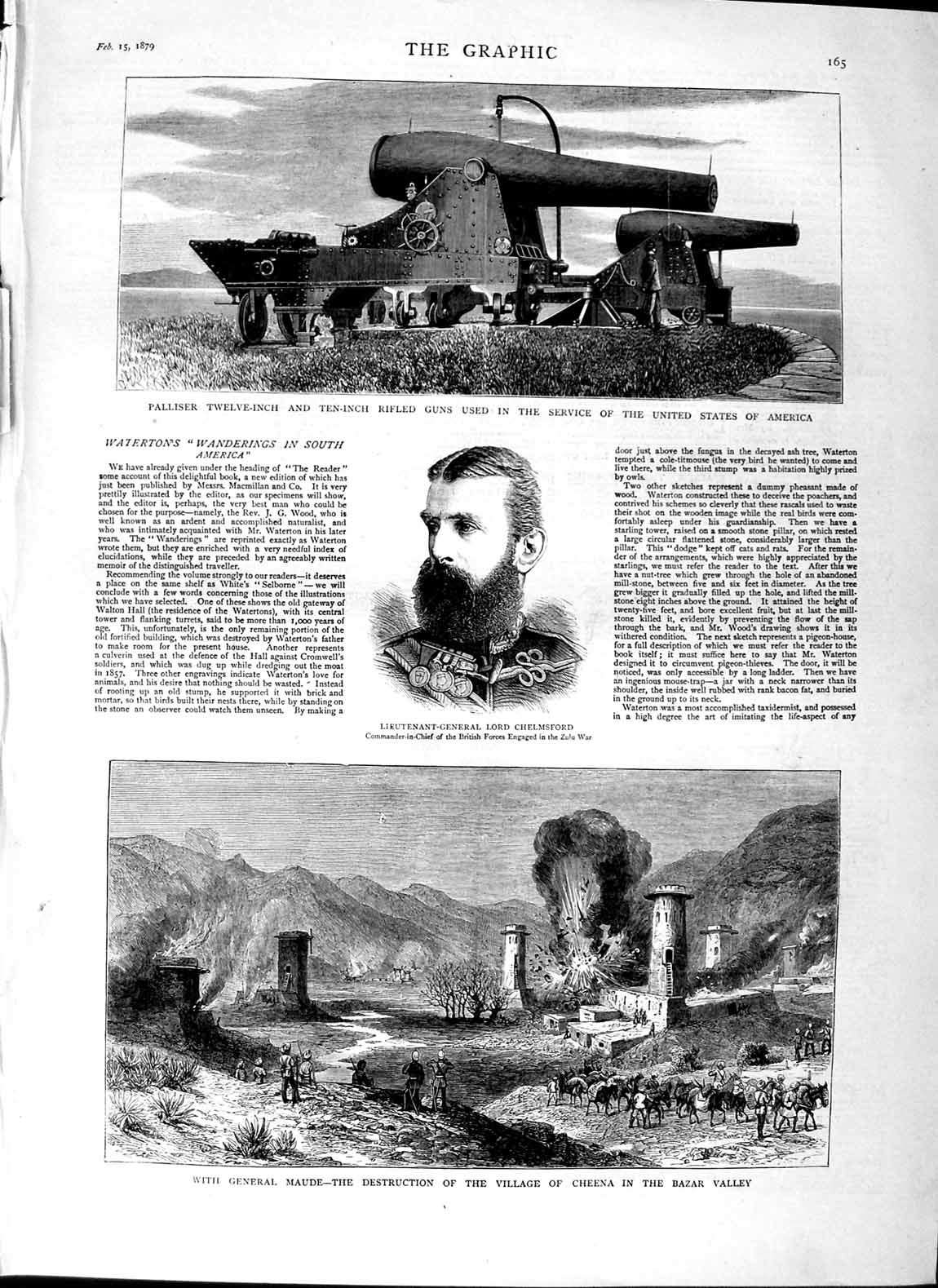 Original Old Antique Print 1879 General Maude Cheena Bazar Chelmsford Victorian