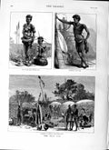 Original Old Antique Print 1879 Zulu War Kraal Tugela River Boombana King Girls
