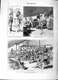 Original Old Antique Print 1879 Zulu War Natal Ship Siers Quoits Troopship Cape