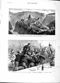 Old Antique Print 1879 Naval Artillery Volunteers Citadel King Bulgaria 19th