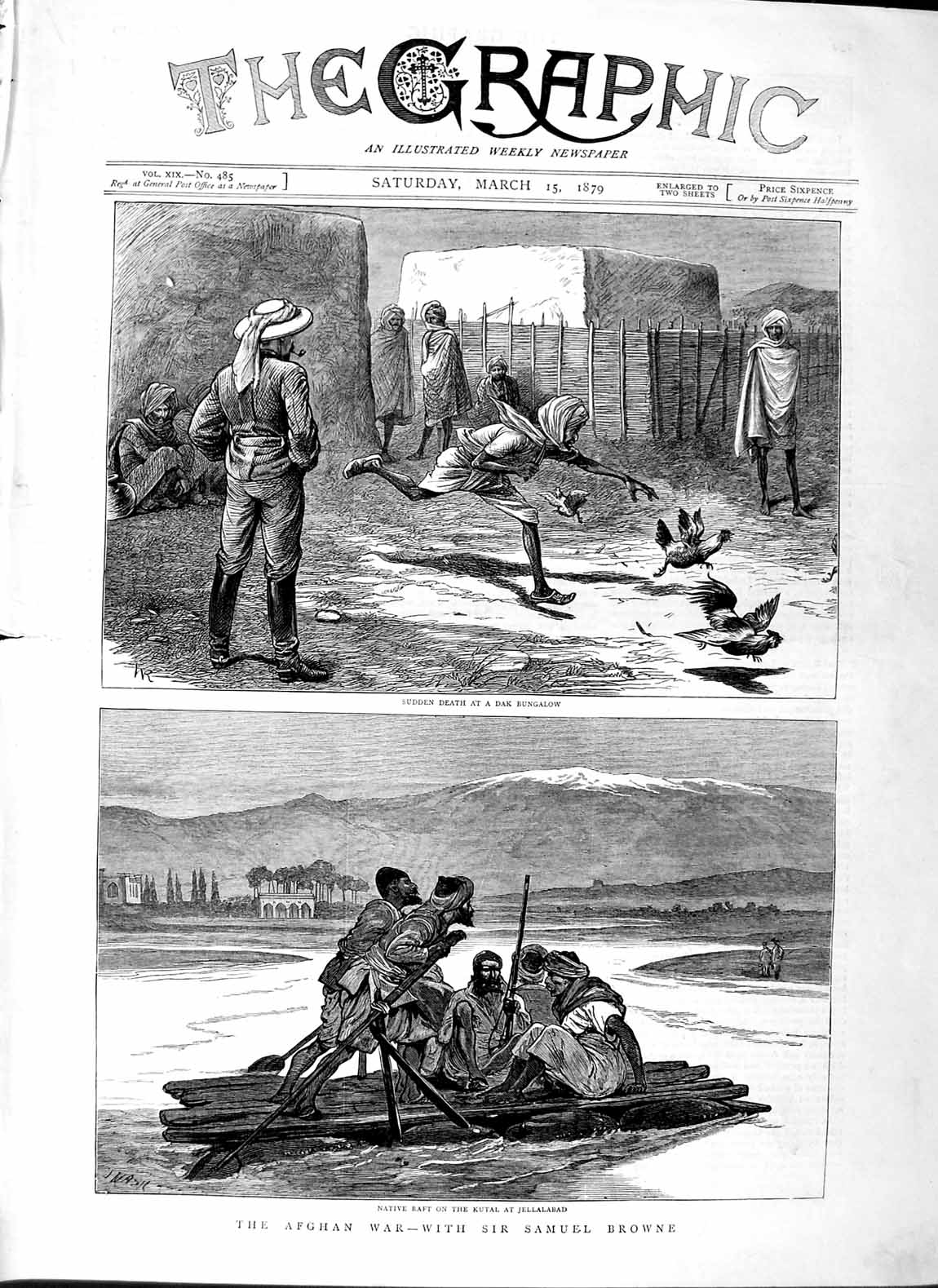 Old Antique Print 1879 Afghan War Samuel Brown Natives Jellalabad Kutal 19th