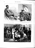 Original Old Antique Print 1879 Chinese Life California Hairdresser Panda King