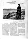 Original Old Antique Print 1879 James Payn Illustration Story Lady Ocean View