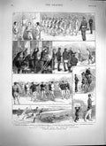 Original Old Antique Print 1879 Duke Connaught Gymnastics Woolwich Acadmey 19th