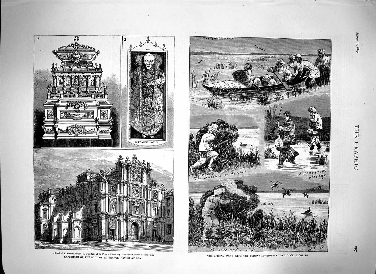 Original Old Antique Print 1879 Afghan War Bombay Duck Shooting Francis Xav 19th