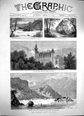 Original Old Antique Print 1879 Italy Villa Clara Tallanza Baveno Lago M 19th