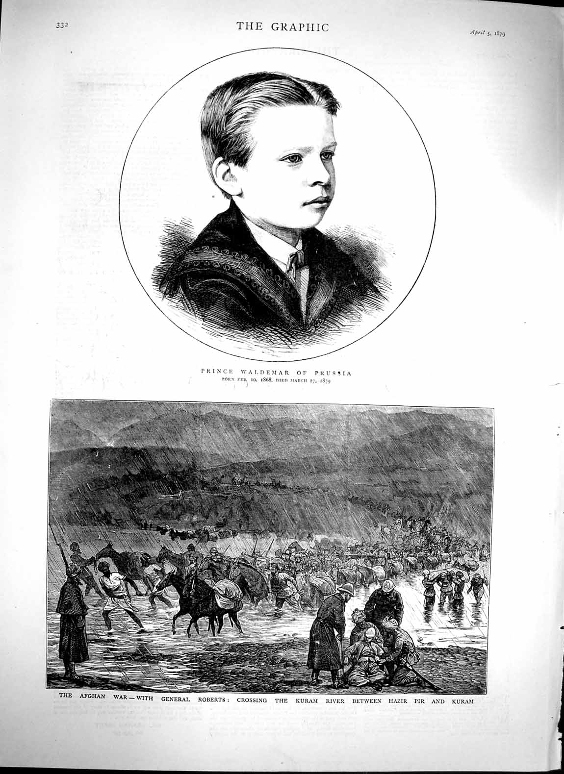 Original Old Antique Print 1879 Prince Waldemar Prussia Afghan War Robert 19th