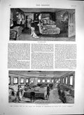 Old Antique Print 1879 Duke Connaught Yacht Osborne Ship Sleeping Saloon 19th