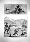 Original Old Antique Print 1879 Zulu War Evelyn Wood Guard Blood River Natives