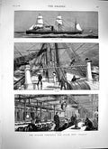 Original Old Antique Print 1879 Cunard Company Steam Ship Gallia Saloon D 19th