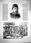 Original Old Antique Print 1879 Zulu War Laager Greytown Impi Halim Pash 19th