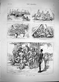 Original Old Antique Print 1879 Zulu War Insandlwhana Durban Laager Greytown