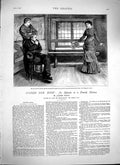 Old Antique Print 1879 Illustration Story James Ryan Lady Men Flaxen Wig 19th
