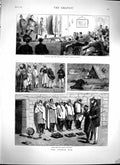 Original Old Antique Print 1879 Afghan War Gunners Theatre Peshawur Natives