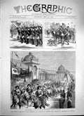 Original Old Antique Print 1879 Silver Wedding Empress Austria Vienna Chasseurs