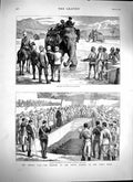 Original Old Antique Print 1879 Afghan War Hussars Cabul River Jellalabad E 19th