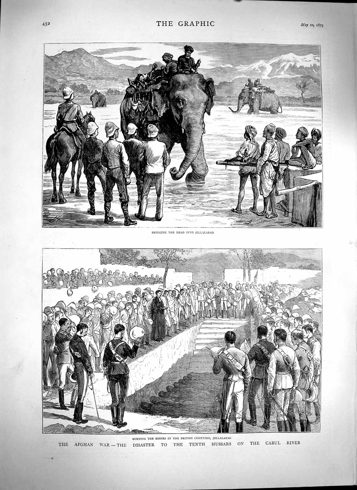 Original Old Antique Print 1879 Afghan War Hussars Cabul River Jellalabad E 19th