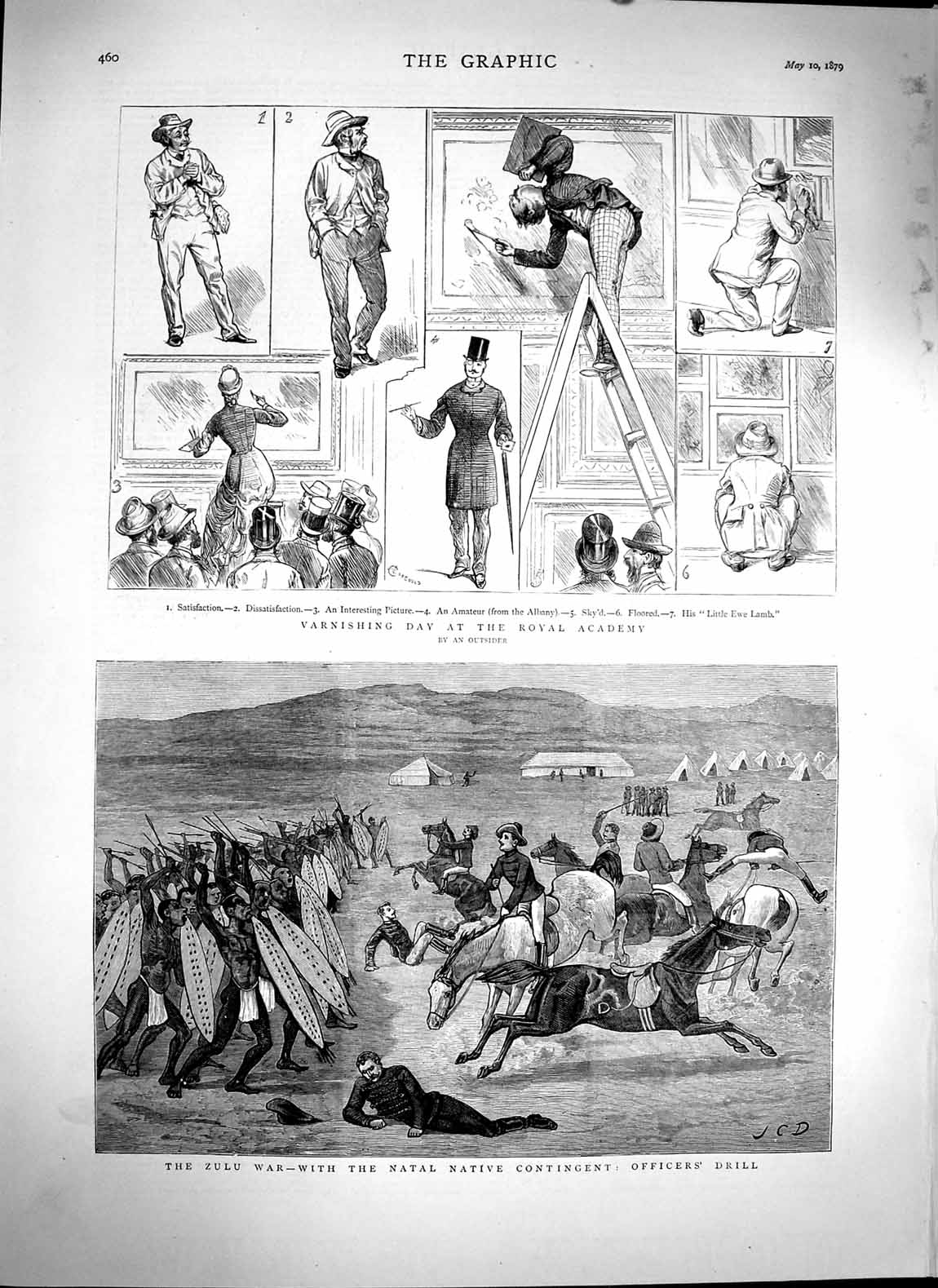 Old Antique Print 1879 Zulu War Natal Natives Officers Royal Academy Art 19th