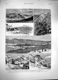 Original Old Antique Print 1879 Africa Railway KloCamp Grahamstown Waggon 19th