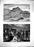 Original Old Antique Print 1879 Zulu War Ekowe Chelmsford Laager Basuto Morosi