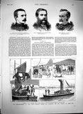 Original Old Antique Print 1879 Cape Town Ships Cattle Barclay Bradstreet War