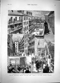 Original Old Antique Print 1879 Beaconsfields Buildings King'S Cross Victoria