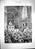 Original Old Antique Print 1879 Royal Military Chapel Wellington Barracks Siers