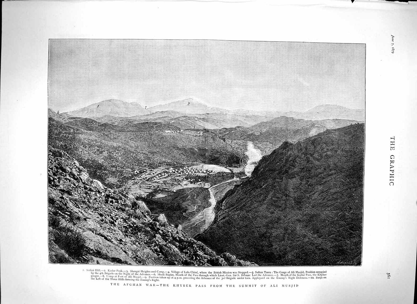 Original Old Antique Print 1879 Afghan War Khyber Pass Mountain Ali Musji 19th