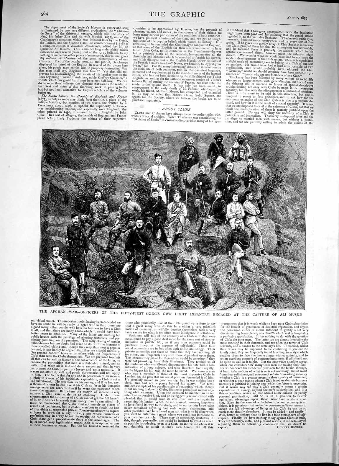 Original Old Antique Print 1879 Afghan War Officers Capture Ali Musjid I 19th
