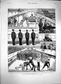 Old Antique Print 1879 Military Life Troop Ship War Bulwarks Sailors Navy 19th