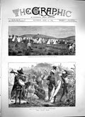 Old Antique Print 1879 Zulu War Natives Kraal Dragoon Botha'S Hill Camp 19th