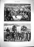Original Old Antique Print 1879 Zulu War Battle Zlobane Hill Siers Troop Ship
