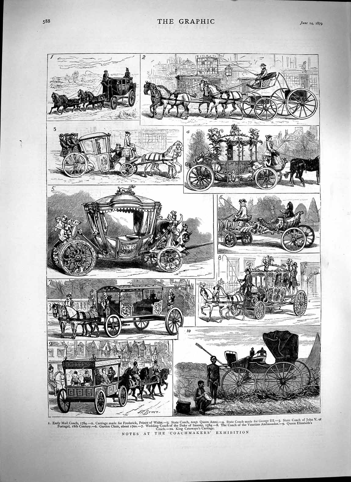 Old Antique Print 1879 Coachmakers Exhibition Mail Stage Coach Cetewayo 19th