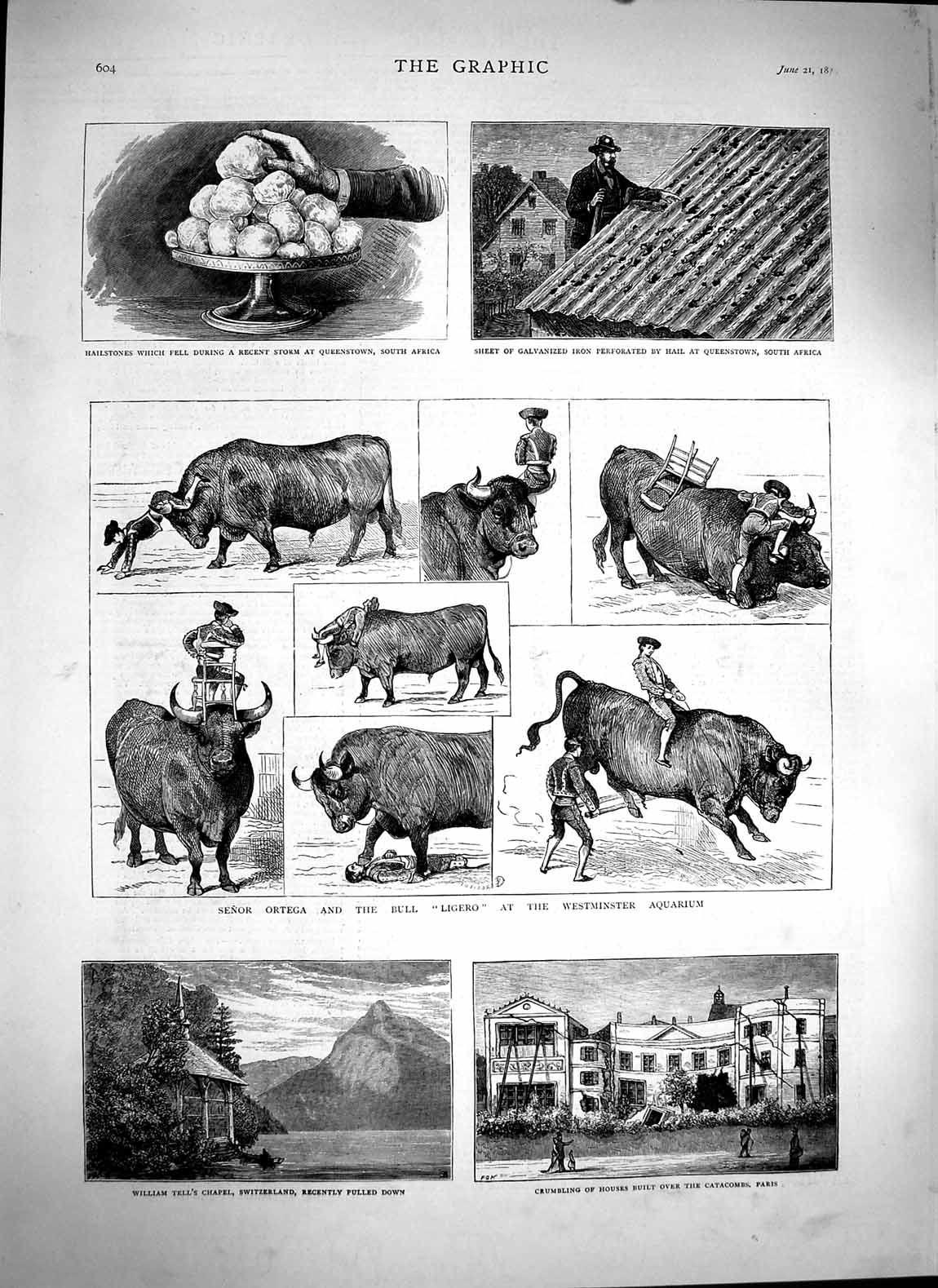 Old Antique Print 1879 William Tell Chapel Switzerland Paris Bull Ligero 19th