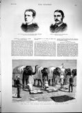 Original Old Antique Print 1879 Afghan War Elephants Mess Safaed Sung Ree 19th
