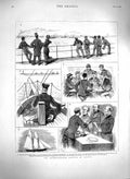 Original Old Antique Print 1879 International Regatta Ostend LeopShip Latona