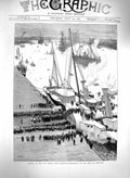 Old Antique Print 1879 Funeral Prince Louis Napoleon Body Ship Woolwich 19th
