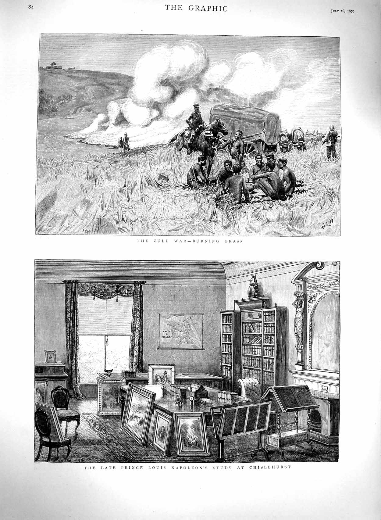 Old Antique Print 1879 Prince Louis Napoleon Chislehurst Study Zulu War 19th