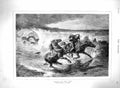 Original Old Antique Print 1879 Bottomley Fine Art Stormy Sea Horses Man 19th