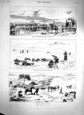 Original Old Antique Print 1879 Zulu War Shelling Kraals Upoko General Wood